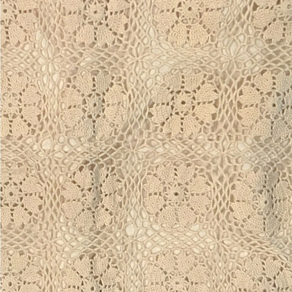 Crochet Pillow Sham Cover 25x30 Cream  Envelope Closure Vintage Cottagecore